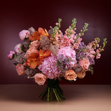 Luxurious bouquet with peonies
