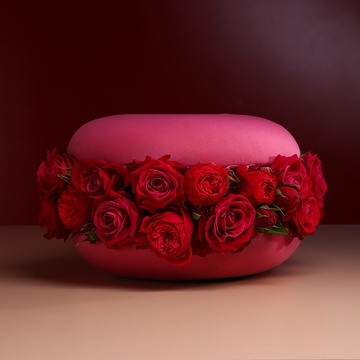 Цветочная композиция в розовом макарон, L