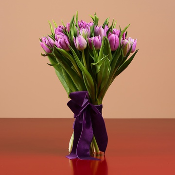 Bouquet of 35 purple peony tulips
