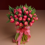 Букет из 51 розового пионовидного тюльпана