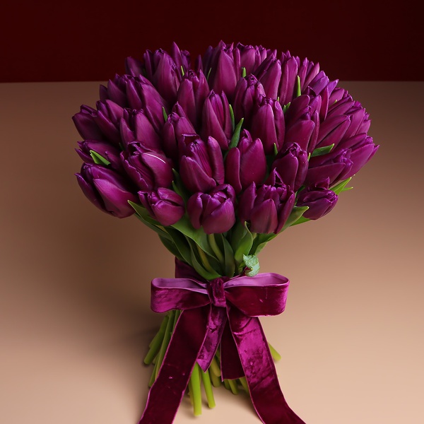 Bouquet of 51 purple tulips