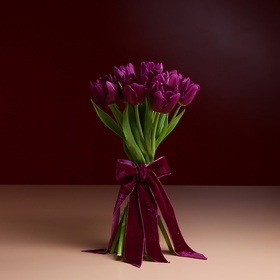 Букет з 15 фіолетових тюльпанів