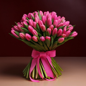 Букет з 101 рожевих тюльпанів