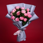 Букет із 15 рожевих сортових троянд