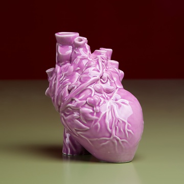 Керамическая ваза "Сердце" сиреневая