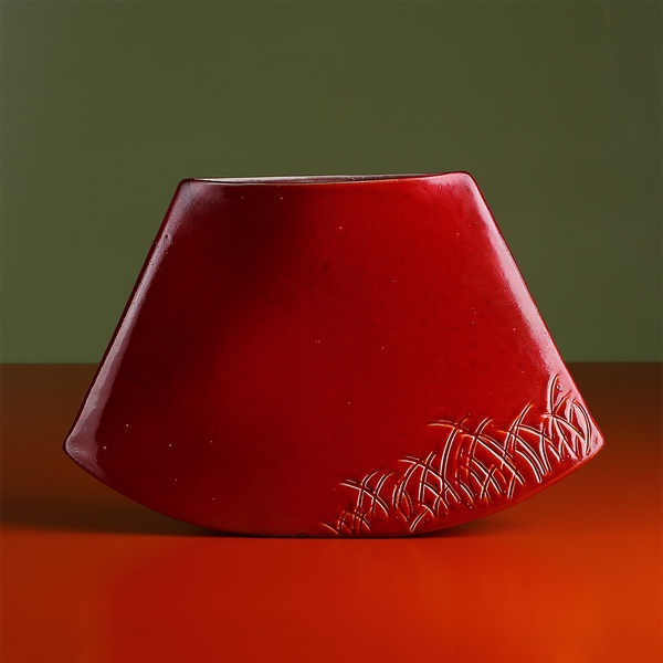 Керамическая ваза "Японский стиль" красная