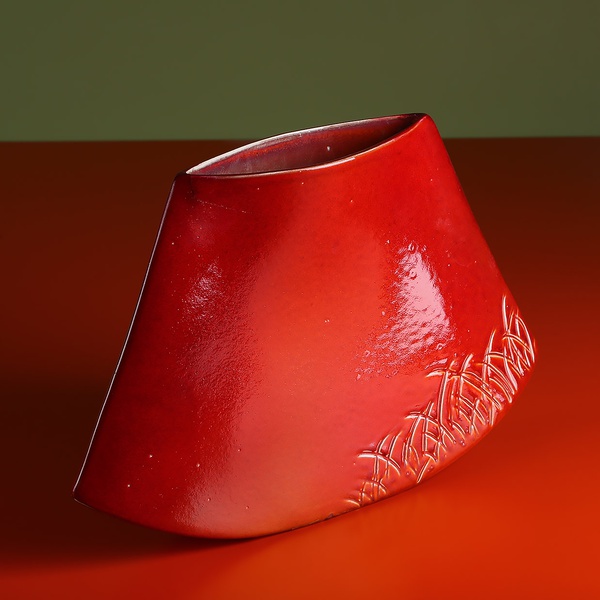 Керамическая ваза "Японский стиль" красная
