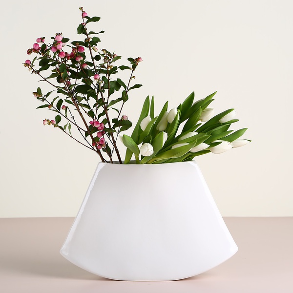 Керамическая ваза "Японский стиль" белая