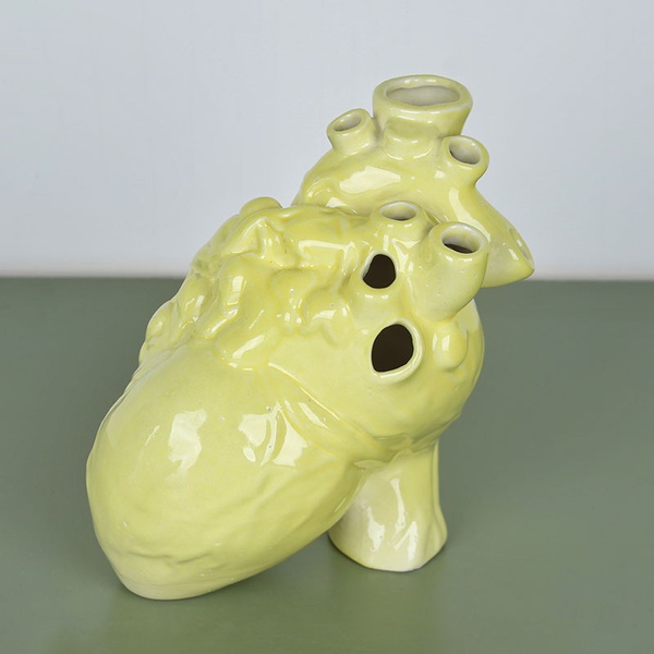 Керамическая ваза "Сердце" желтая