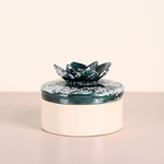 Glazed ceramic box, white-blu