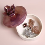 Керамическая шкатулка с цветком, малиновая