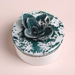 Glazed ceramic box, white-blu