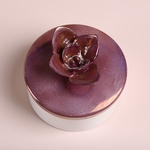 Керамическая шкатулка с цветком, малиновая