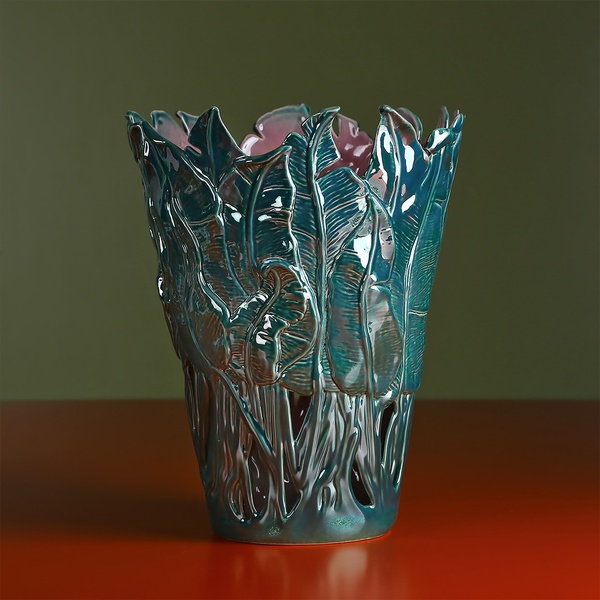 Vase "Botanical Touch" turquoise mother-of-pearl
