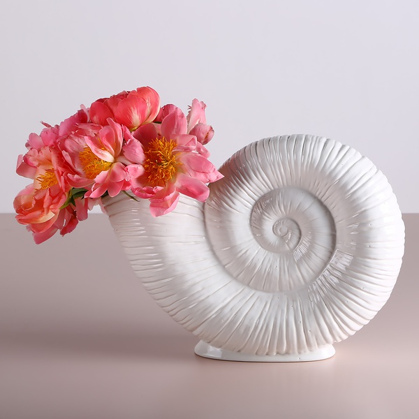 Ceramic vase "Moon Spiral" white, large