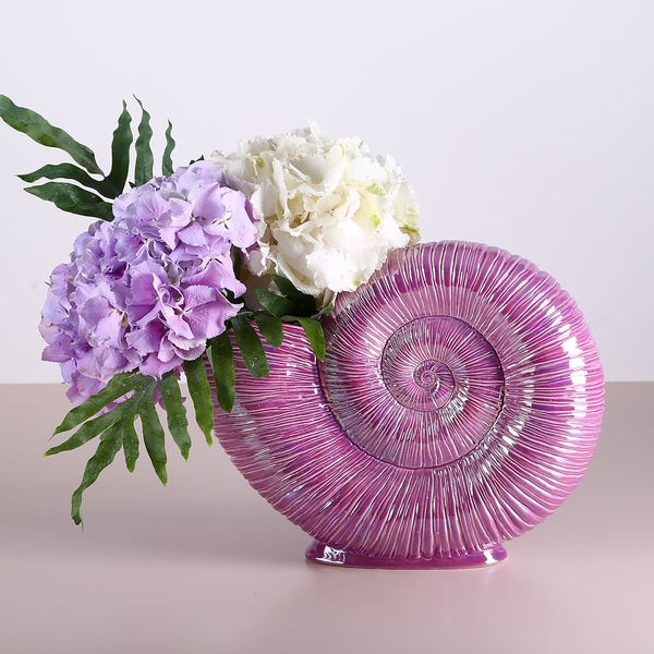 Керамічна ваза "Місячна спіраль" рожева, велика