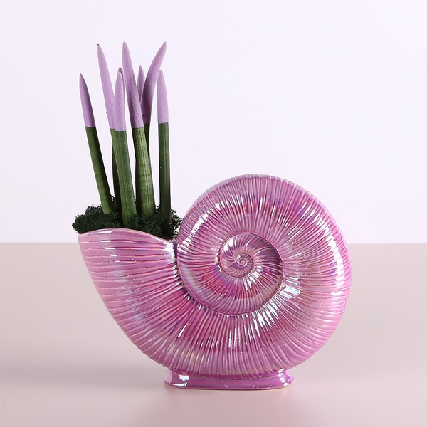 Керамічна ваза "Місячна спіраль" рожева