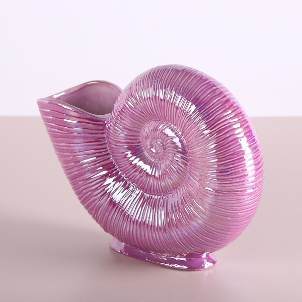 Керамическая ваза “Лунная Спираль” розовая, большая