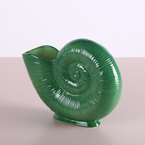 Керамическая ваза "Лунная спираль" зеленая
