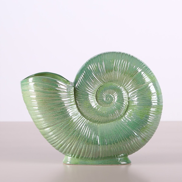Ceramic vase "Moon Spiral" mint-pearl