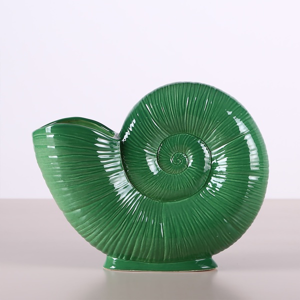 Ceramic vase "Lunar spiral" green