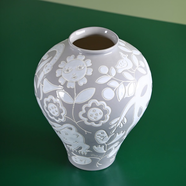 Vase Horshchyk medium, grey-white