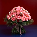Bouquet of 51 roses and pinus