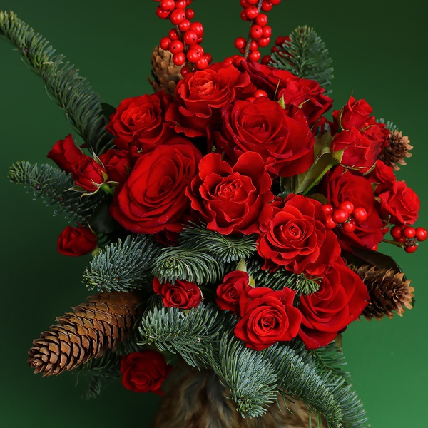 Winter bouquet in red colors