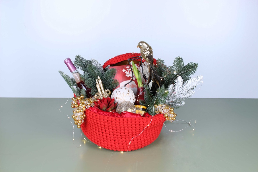 Christmas set with gifts and decor