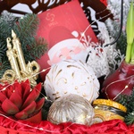 Christmas set with gifts and decor