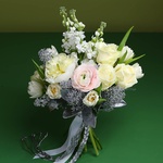 White bouquet with silver skimmy