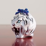 Christmas ceramic ball "Tiger" white with painting