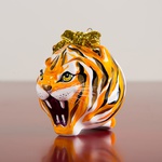 Новорічна керамічна куля "Тигр" рудий з розписом