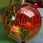Christmas ball "Red poppy" in stained glass technique