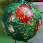 Новорічна куля "Квіти зелені із золотом" 3 варіант