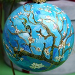 Новогодний шар "Ветка миндаля" Ван Гог в витражной технике