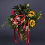 Ethno bouquet with beads and ribbons