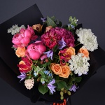 Ethno bouquet with beads in black packaging