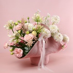 «Pink Handbag» is a composition of dahlias and agapanthus