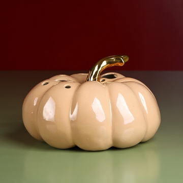 Ceramic pumpkin beige with holes