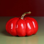 Ceramic pumpkin red with gold