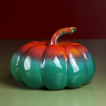 Ceramic pumpkin turquoise-orange