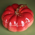 Ceramic pumpkin Coral with lid