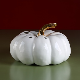 Ceramic pumpkin white with holes