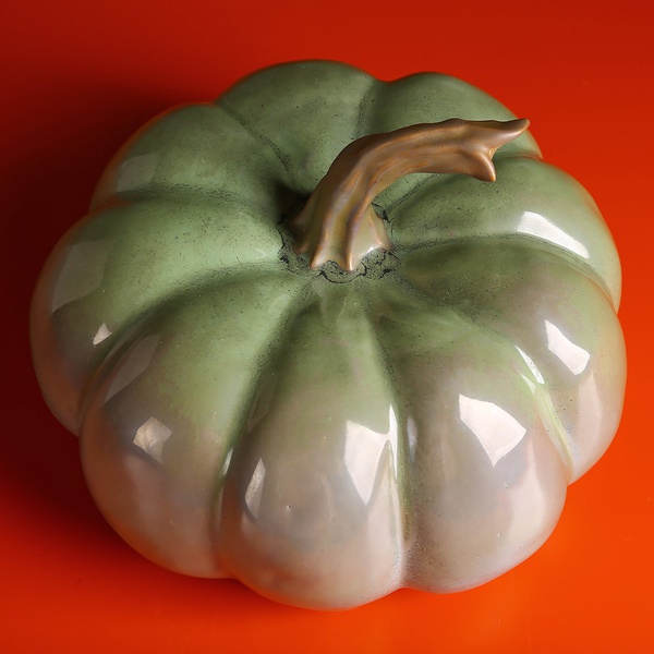 Ceramic pumpkin olive gray