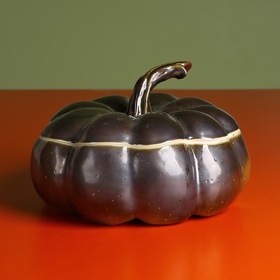 Ceramic khaki pumpkin with lid