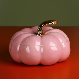 Керамічний гарбуз рожевий з кришкою