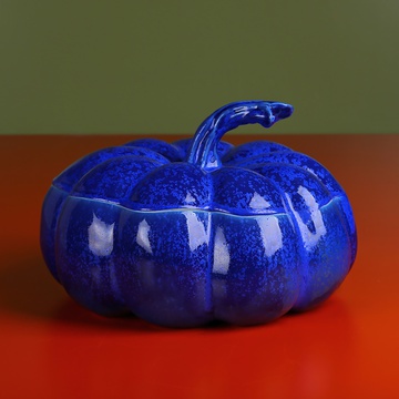 Ceramic pumpkin blue with lid