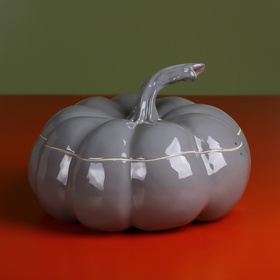 Ceramic pumpkin gray with lid