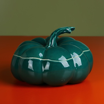 Ceramic pumpkin green with lid